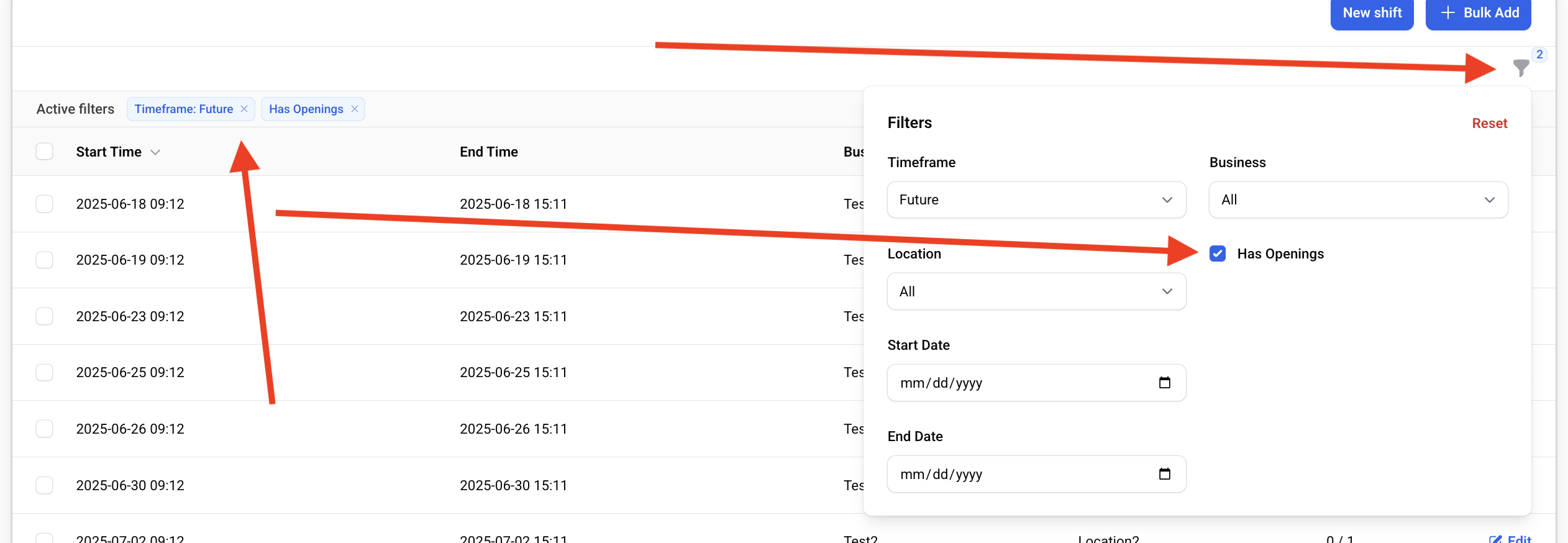 Filtering Shifts